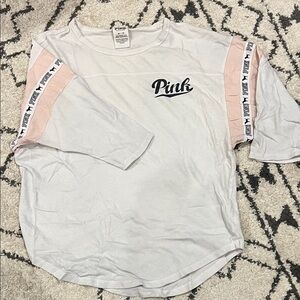 Victoria's Secret Pink Logo White and Light Pink Shirt